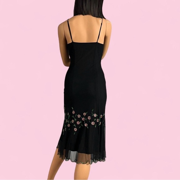 VintageY2K Betsey Johnson Black & Pink Floral Beaded Dress - Picture 3 of 8